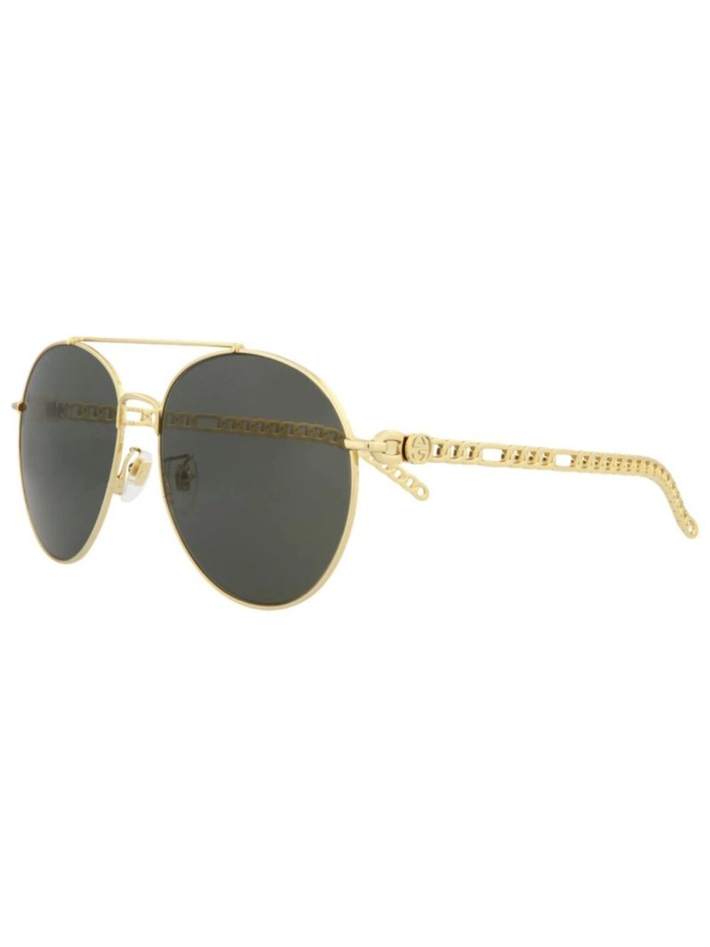 New Gucci Women's Sunglasses Round Oval Metal Frame Gold Gold Grey